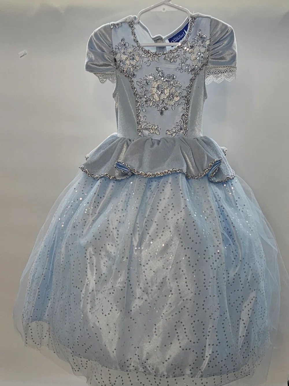 Cinderella Sparkle Blue Princess Costume Dress w/dbl Hooped Tulle-  Kids Costume